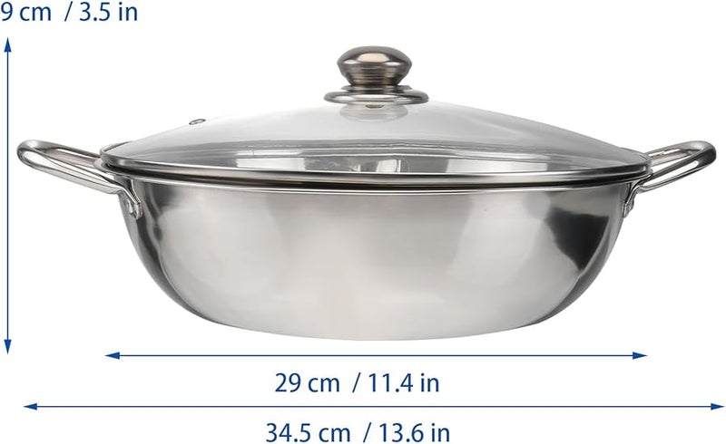 وعاء الطبخ المزدوج الفضي المقسم مع غطاء، موقد تحريضي متعدد الوظائف، موقد غاز، أواني طهي 30x30 سم - Image 3