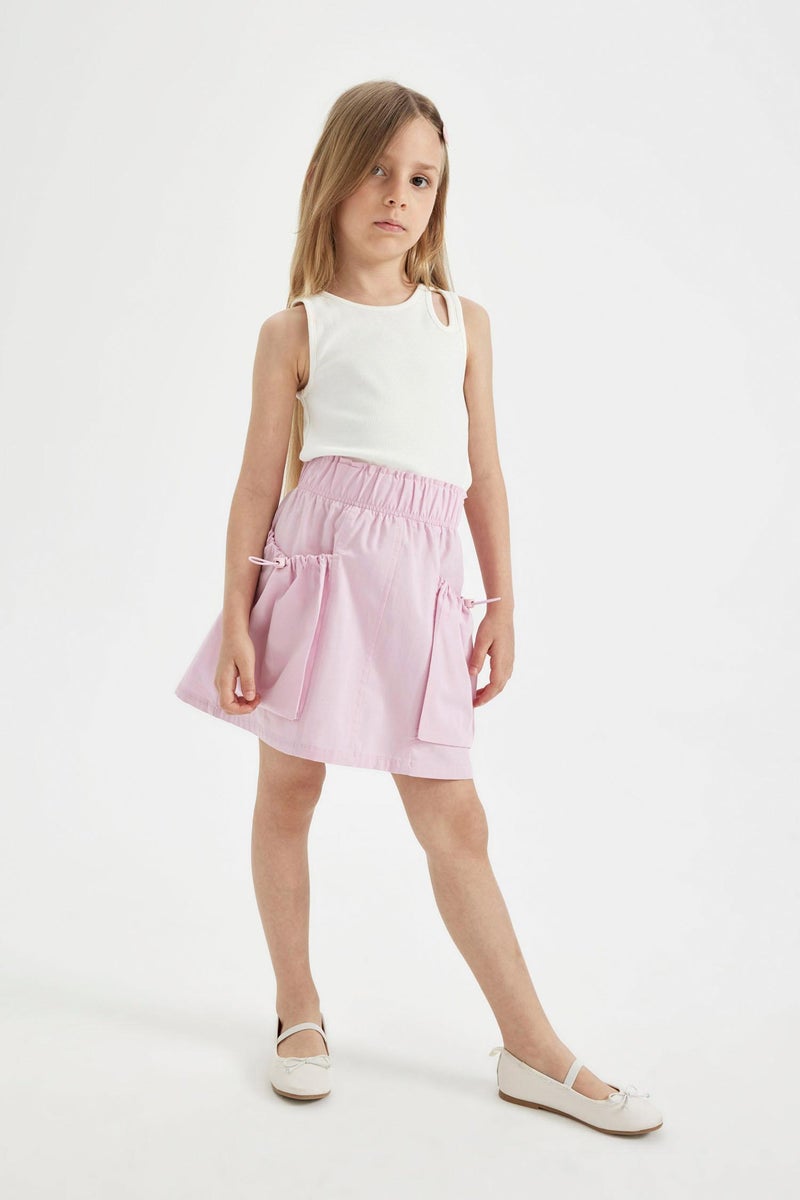 DeFacto Pink Girl Girl Pocket Poplin Skirt Casual - Image 2