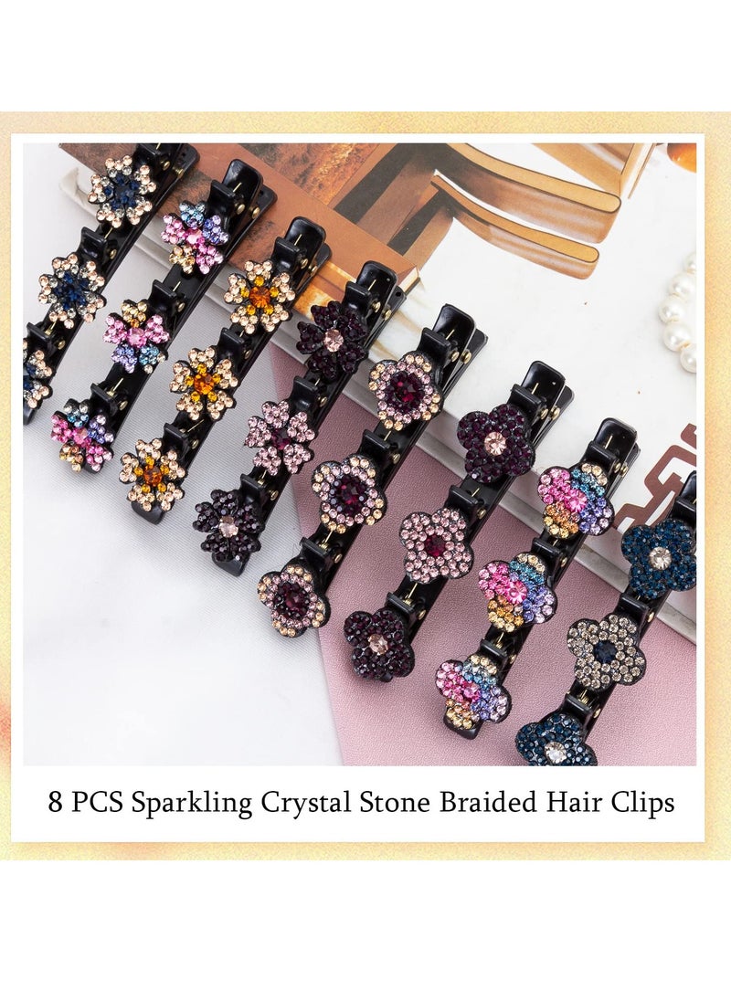 FDBJulyy - Sparkling Crystal Stone Braided Hair Clover Clips for Thick Thin Hair, Girls / Women Hair Accessories for Styling Sectioning, Large, 8 Pcs - Image 1