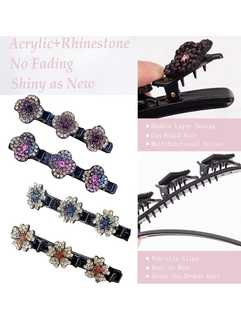 FDBJulyy - Sparkling Crystal Stone Braided Hair Clover Clips for Thick Thin Hair, Girls / Women Hair Accessories for Styling Sectioning, Large, 8 Pcs - Image 1