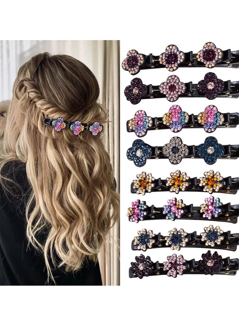 FDBJulyy - Sparkling Crystal Stone Braided Hair Clover Clips for Thick Thin Hair, Girls / Women Hair Accessories for Styling Sectioning, Large, 8 Pcs - Image 1