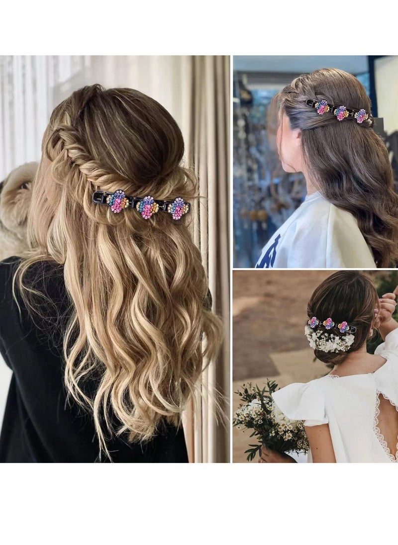 FDBJulyy - Sparkling Crystal Stone Braided Hair Clover Clips for Thick Thin Hair, Girls / Women Hair Accessories for Styling Sectioning, Large, 8 Pcs - Image 1