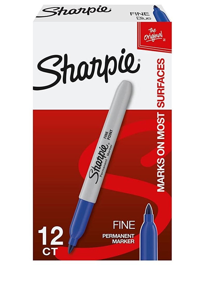 Sharpie Sharpie 12-Piece Fine Tip Permanent Marker Blue Ink 