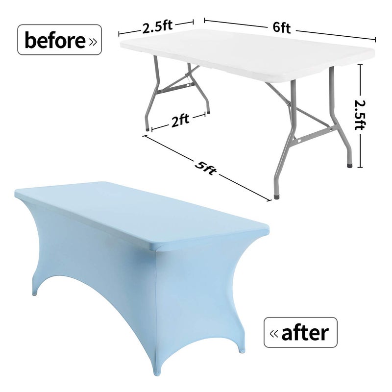 Peomeise 6FT Spandex Table Cover Rectangular Stretch Spandex Tablecloth (Blue Mist 6FT) - Image 2