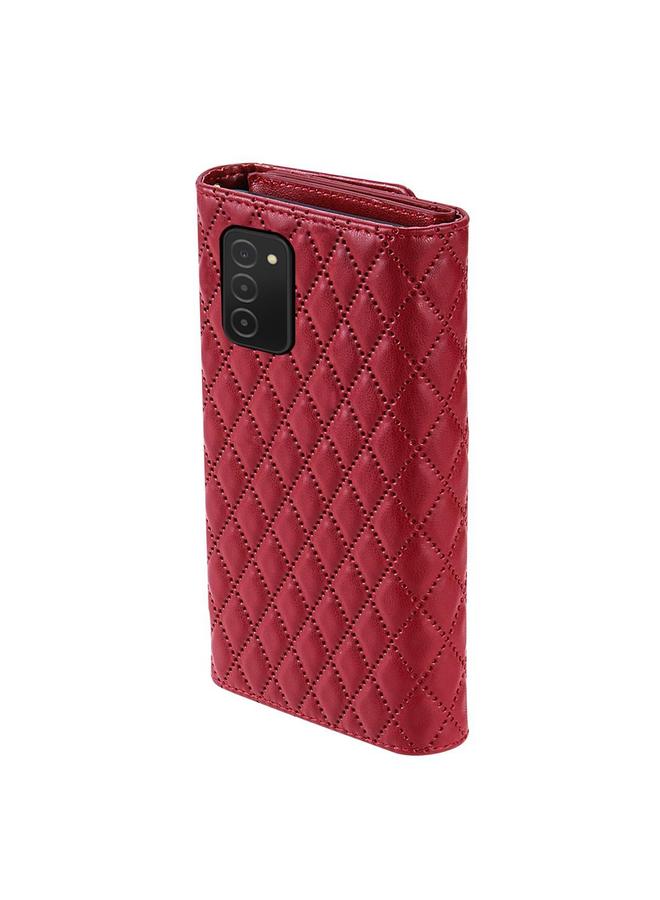 S-TOP Case For Samsung Galaxy A03s US Zipper Multi-Card Wallet Rhombic Leather Phone Case - Image 3