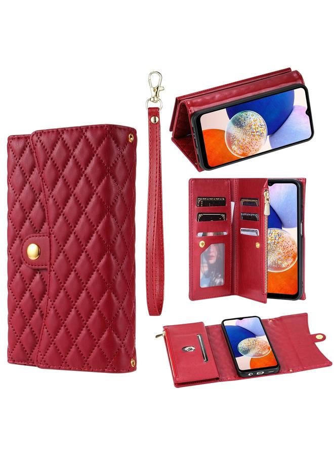 S-TOP Case For Samsung Galaxy A03s US Zipper Multi-Card Wallet Rhombic Leather Phone Case - Image 1