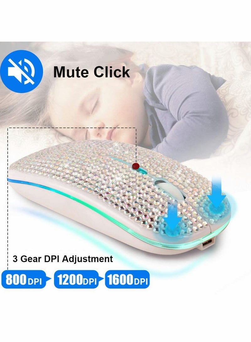 Excefore Wireless Mouse,2.4GHz Rechargeable Wireless Mouse Slim Mouse with USB Receiver for MacBook iPad Windows Computer Laptop PC,Great Gift idea for Her (White) - Image 4