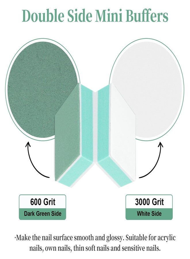 RAQEHO 100 Mini Nail Buffers Block - Mini Buffing Block limas para uñas Fingernail Files Bulk 600/3000 Grit Nail Polishing Sponge for Gel Natural Nails Scratch Remove Mirror Finish Manicure Nail Care - Image 3