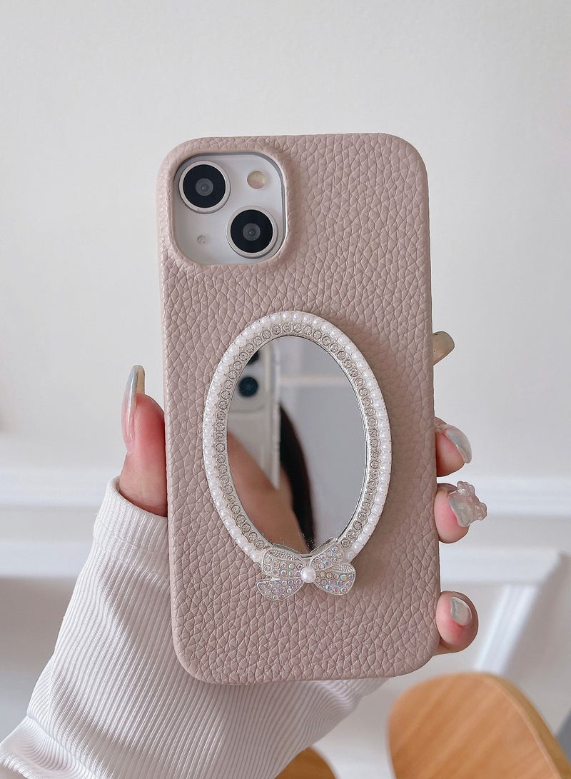 Suteni Back Cover Card Slots Leather Phone Case with Mirror for Samsung