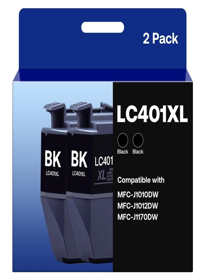 Osir LC401 Black Ink Cartridges Compatible for Brother LC401XL LC401 High Yield Work with Brother MFC-J1012DW MFC-J1170DW MFC-J1010DW Printer (2 XL Black) - Image 1