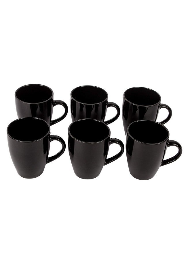 Anwaliya Ceramic Coffee Mug Set of 6 (280ml) Handcrafted Minimalist Black Shine Design Tea Cups Stackable, Chip Resistant, Large Serving Green Tea Cups, Naomi (Black Shine) - Image 1
