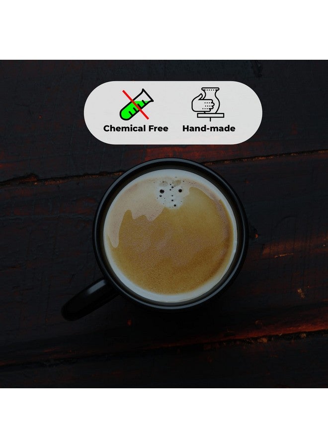 Anwaliya Ceramic Coffee Mug Set of 6 (280ml) Handcrafted Minimalist Black Shine Design Tea Cups Stackable, Chip Resistant, Large Serving Green Tea Cups, Naomi (Black Shine) - Image 5