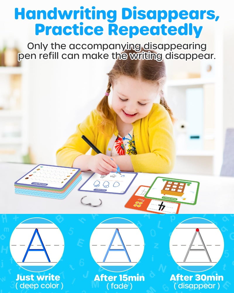 D-FantiX Magic Grooved Writing Practice for Kids Age 3-5, Reusable Grooved Handwriting Practice for Kids 5-7, Number Letter Tracing Practice Cards for Kids Kindergarten Preschool Learning Activities - Image 4