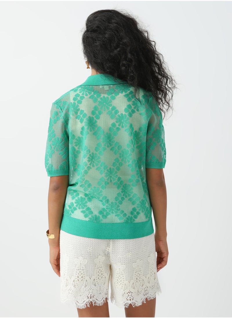 Women's Cotton Knitted lace cardigan 3/4 Sleeve Green - pzsku/ZE6957C137E77C1C8F6F2Z/45/_/1702620239/f4f13504-a901-409c-99cc-18bf0f8cd452