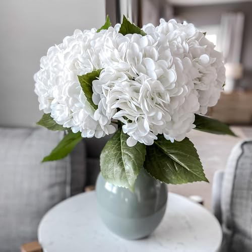 DUYONE 3PCS 22 inch Lifelike Artificial Hydrangea Large Real Touch Flowers Artificial Flowers Dry Flowers Outdoor Wedding Christmas Office Family Party Living Room Table Decoration (White) - Image 3
