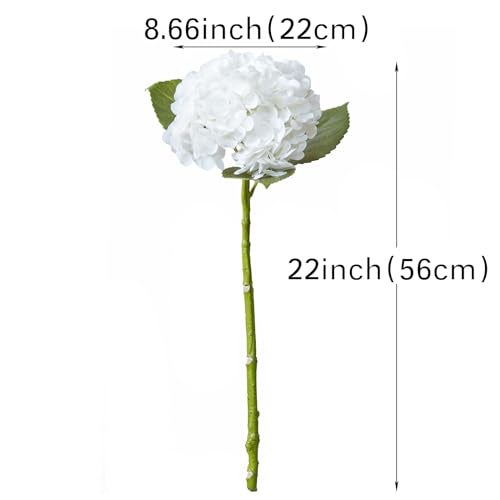 DUYONE 3PCS 22 inch Lifelike Artificial Hydrangea Large Real Touch Flowers Artificial Flowers Dry Flowers Outdoor Wedding Christmas Office Family Party Living Room Table Decoration (White) - Image 2