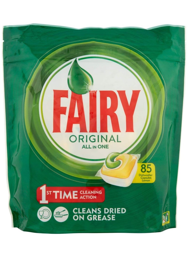 Fairy Fairy All in One 85 Tablets for Dishwasher Detergent 85 Caps Lemon 