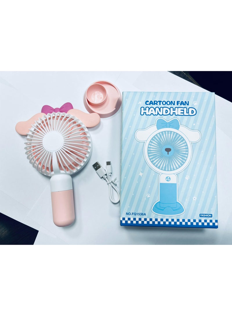 راكسوم مروحة يدوية، مروحة طاولة صغيرة، مروحة يدوية شخصية محمولة قابلة لإعادة الشحن مزودة بمنفذ USB، مع حامل للسيارة والتخييم في الهواء الطلق والمكتب والمنزل والسفر، لون وردي - Image 3