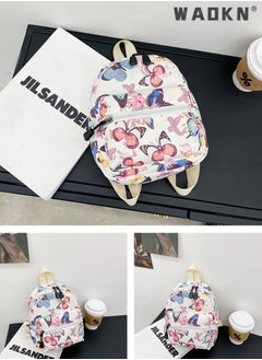 WAOKN Fashion Nylon Butterfly Print Backpack for Girls, Soft and Cute School Bag Back Bag for Students, Sweet Girly Style Canvas Travel Bag Backpack for Kids  - Image 3