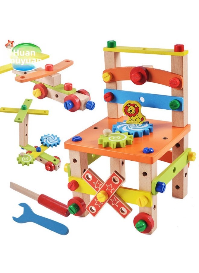 Generic - Varied Tools Luban Chair Children's Screw Nut Combination Disassembly And Disassembly Toys Men's Hands-on Puzzle Building Blocks-Color:MY-Dot Tool Box - Image 1