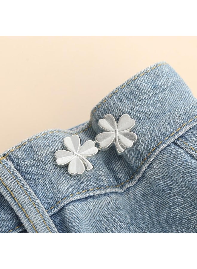 1Pair Four Leaf Clover Tightener Adjustable Waist Buckle For Jeans No Sewing Required Button Removable Pants Skirts Waist Button 