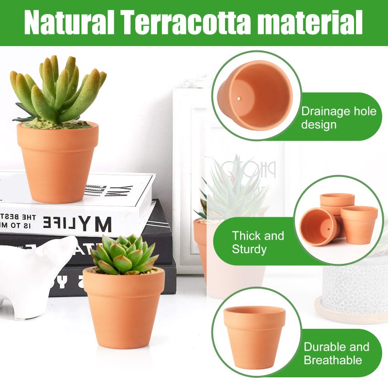 Baxrou Terra Cotta Pots, 24 Pack 3.15 Inch Mini Clay Pot with Drainage Holes,Cactus Flower Nursery Terracotta Pots for Indoor/Outdoor Succulent Plants, Crafts, Wedding Favor - Image 4