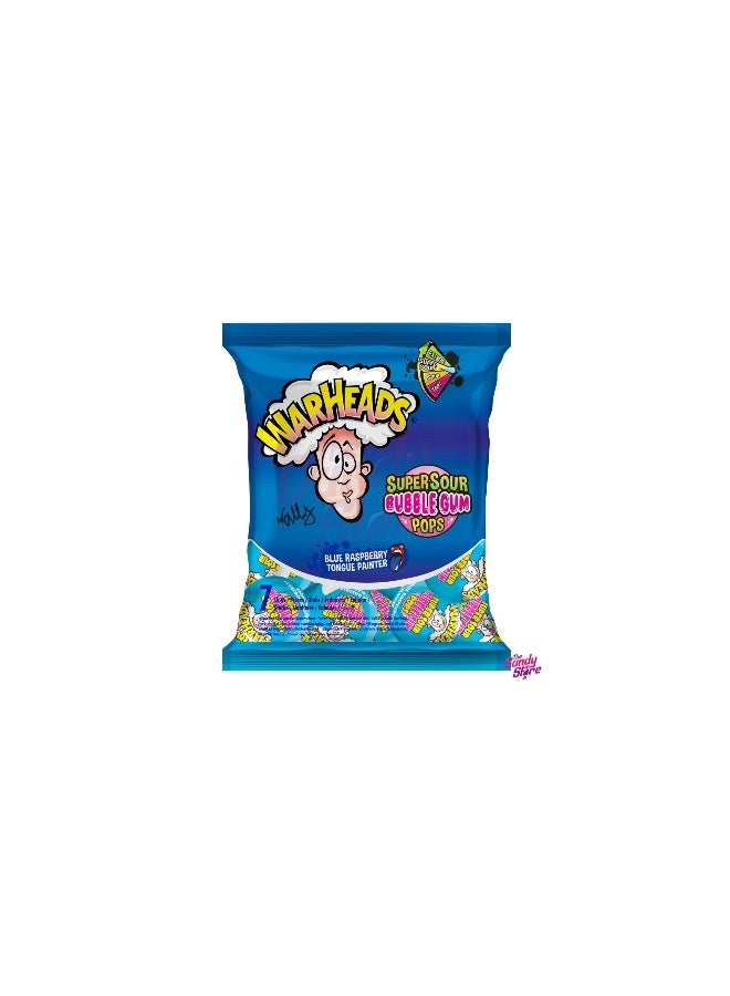 Warheads Bubblegum Blue Raspberry Tongue Painter Lollipops 7 X 15G, Sour Candy With Bubble Gum Center - Image 1