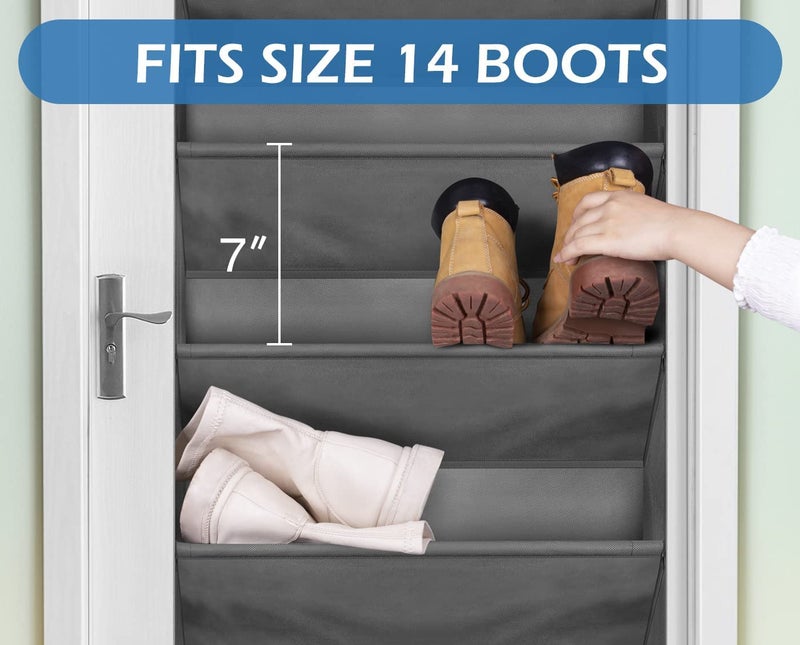 Ndola Heavy Duty Over The Door Shoe Organizer with Deep Pockets for 12 Pairs of Size 14 Shoes with Design Patent Hanging Shoe Rack for Closets and Narrow Door Storage Oxford Shoe Holder Hanger 3 - Image 2