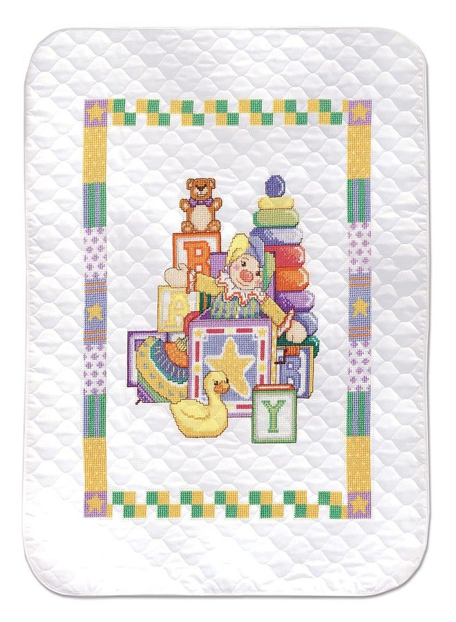 Tobin Jack in The Box Baby Quilt Stamped for Cross Stitch Kit, 34"x43", by The Yard - Image 1