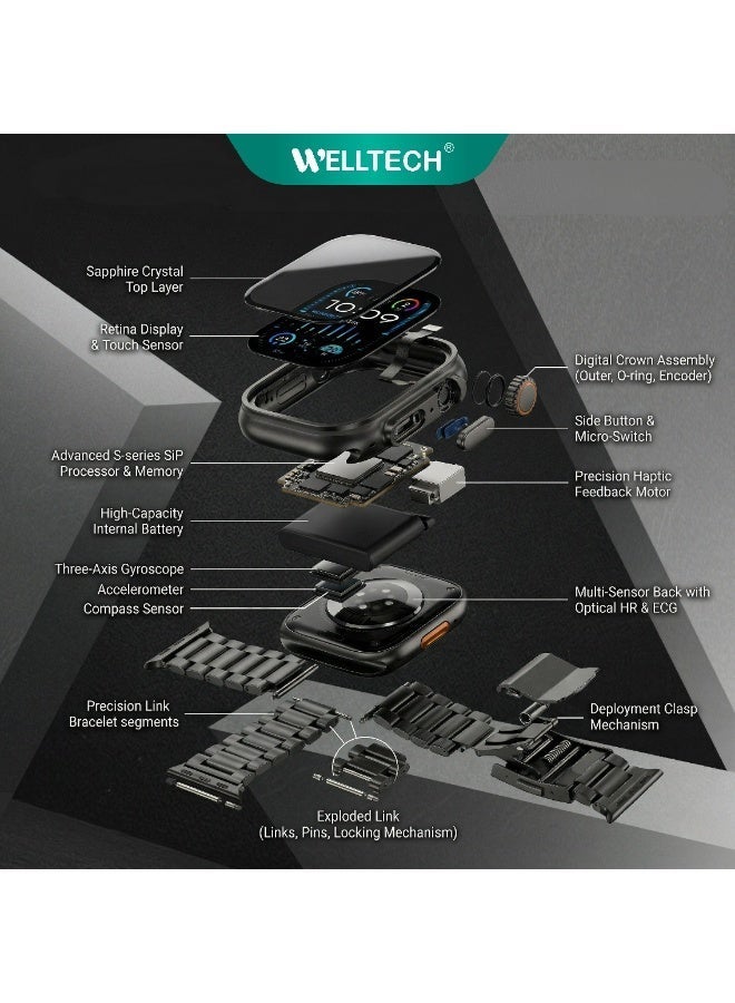 WELLTECH SW66 Smart Watch – Blood Pressure Heart Rate Monitor, Fitness Tracker, Sleep Tracking, Bluetooth, Android iOS, Men Women - Image 3