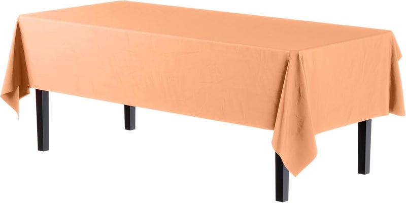 Exquisite 12-Pack Premium Plastic Tablecloth 54in. x 108in. Rectangle - Peach - Image 2