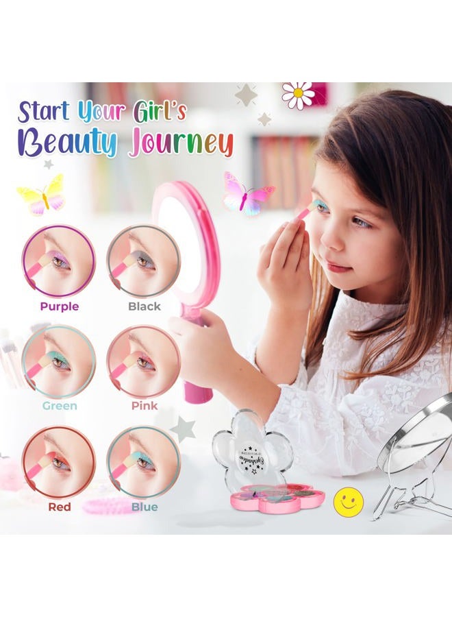 Hot Focus Toddler Makeup Kit - Girls Makeup Kit with Mood Change Lipsticks and Colorful Eyeshadow Palette - Kid-Friendly, Washable Little Girl Makeup & Pretend Play Set (Applicator Included) - Image 5