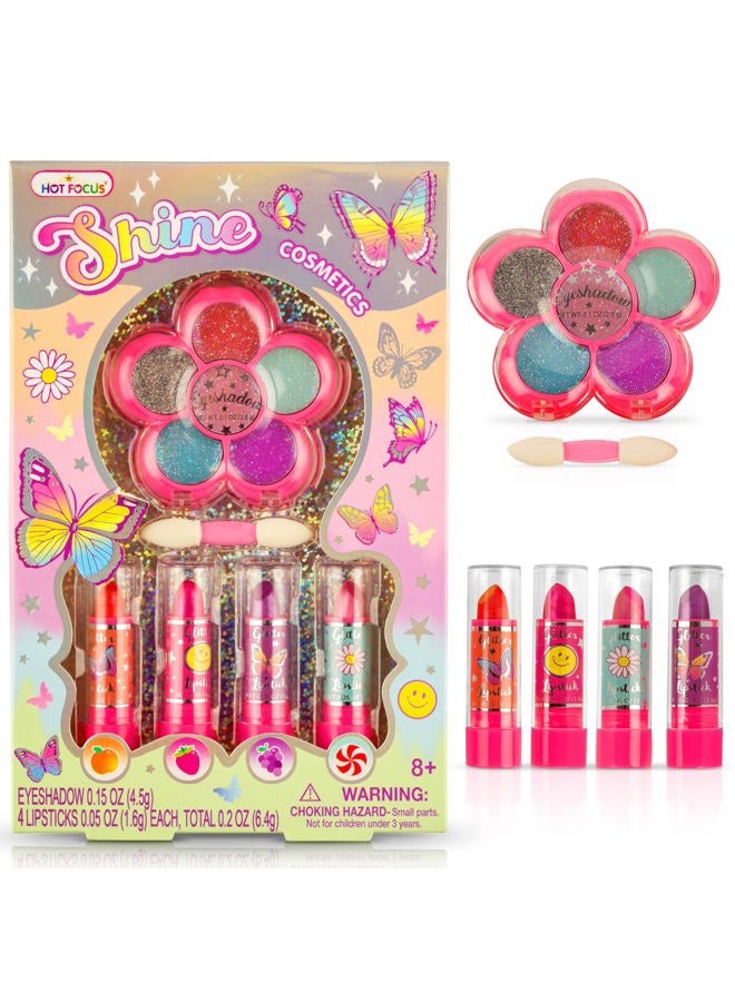 Hot Focus Toddler Makeup Kit - Girls Makeup Kit with Mood Change Lipsticks and Colorful Eyeshadow Palette - Kid-Friendly, Washable Little Girl Makeup & Pretend Play Set (Applicator Included) - Image 1