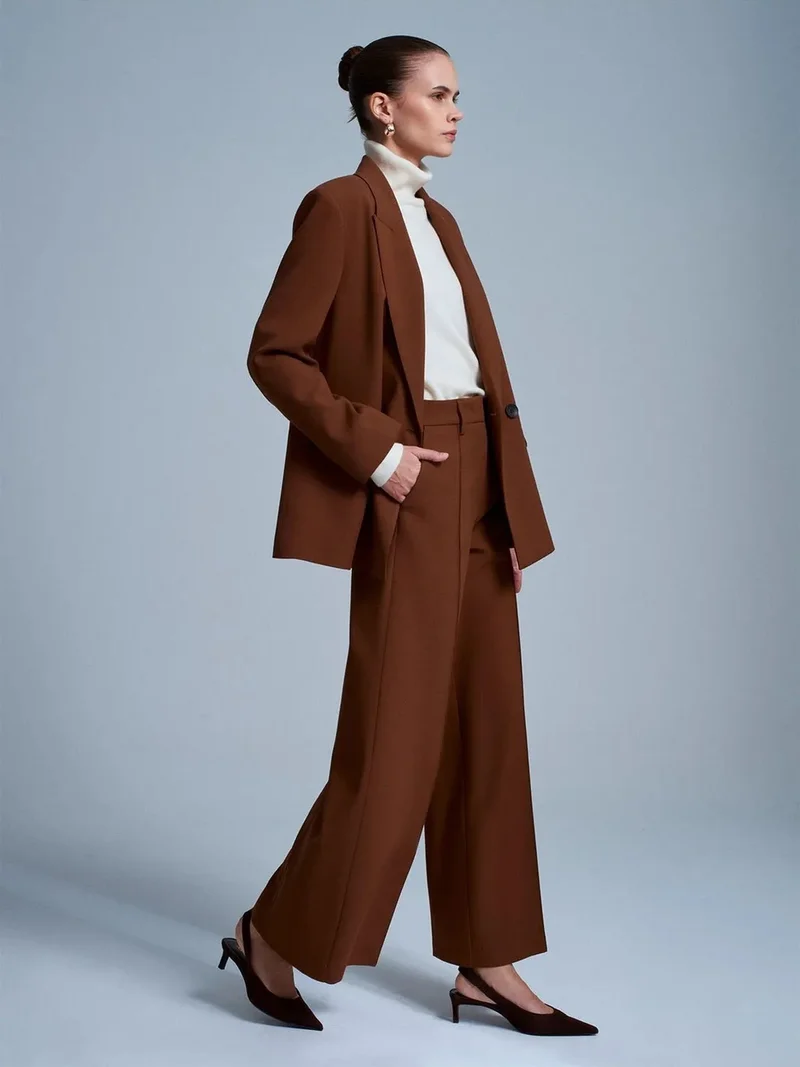 ديلفين DILVIN Wide-Leg Crepe Trousers