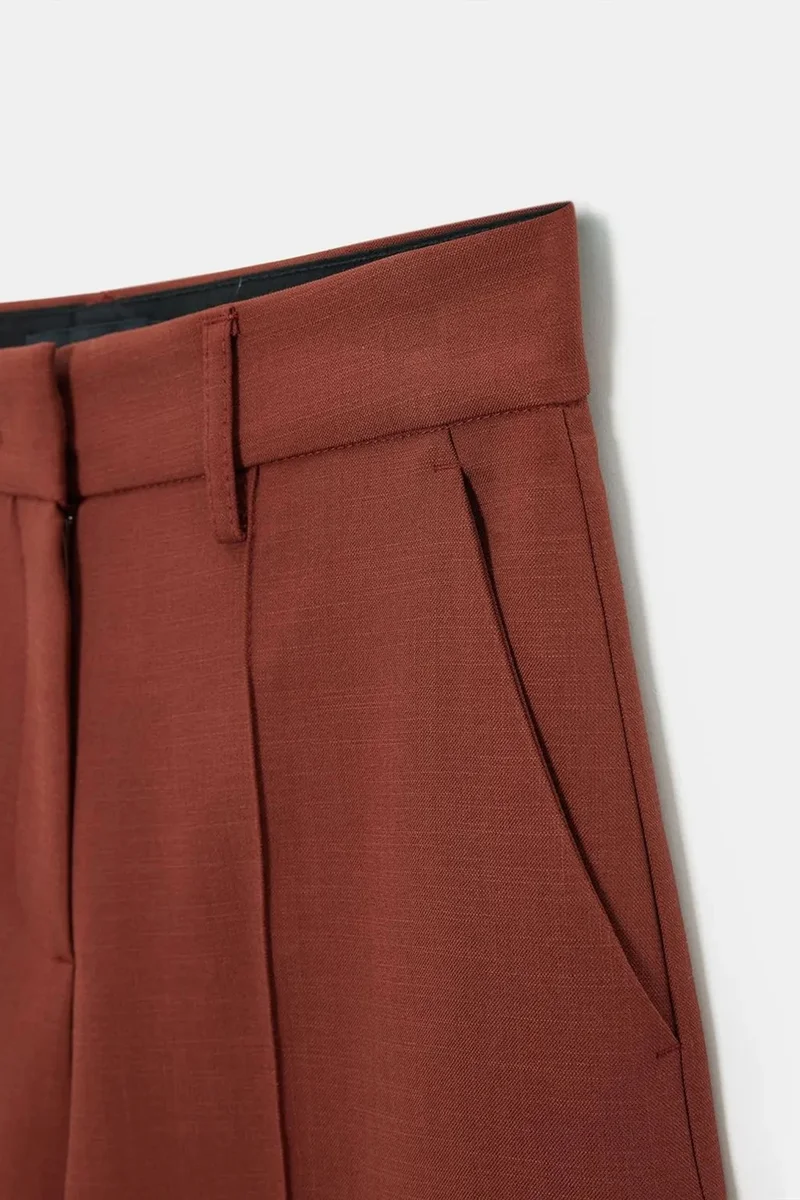 Dilvin Walnut Brown DILVIN Wide-Leg Crepe Trousers for Women | Best Price UAE