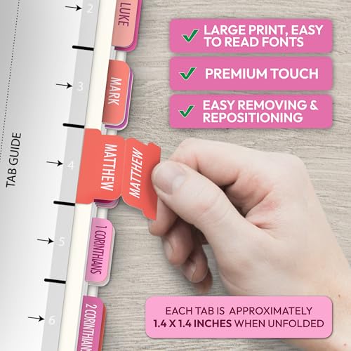 Only Zest Pink Bible Tabs, 90 Large Print Bible Index Tabs for Study Bible, Laminated Easy-to-Read Label, Christian Gift for Women, Men, Kids - Image 3