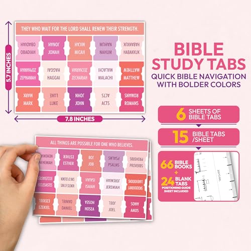 Only Zest Pink Bible Tabs, 90 Large Print Bible Index Tabs for Study Bible, Laminated Easy-to-Read Label, Christian Gift for Women, Men, Kids - Image 5