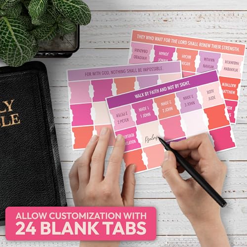 Only Zest Pink Bible Tabs, 90 Large Print Bible Index Tabs for Study Bible, Laminated Easy-to-Read Label, Christian Gift for Women, Men, Kids - Image 4