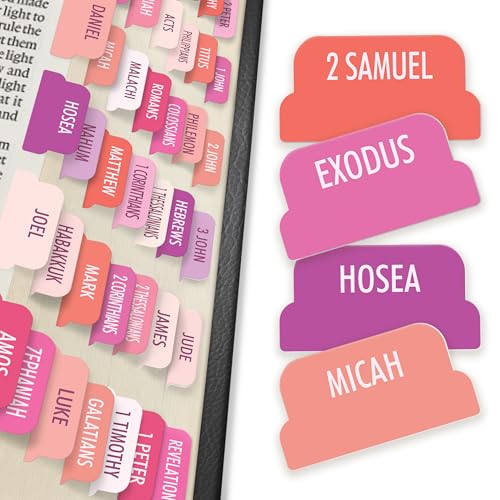 Only Zest Pink Bible Tabs, 90 Large Print Bible Index Tabs for Study Bible, Laminated Easy-to-Read Label, Christian Gift for Women, Men, Kids - Image 1