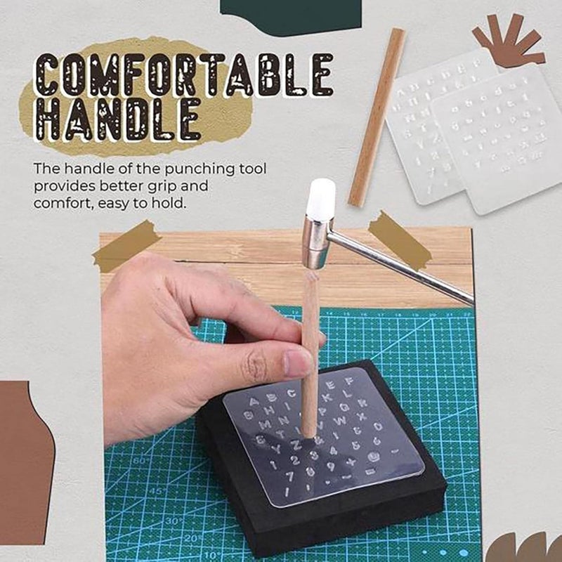 klarako DIY Handmade Leather Stamping Tool Set Transparent Leather Alphabet Stamp Set, Letter Number Stamping Tools Numeric Character Shape Stamp Punch Set (1 PC) - Image 3