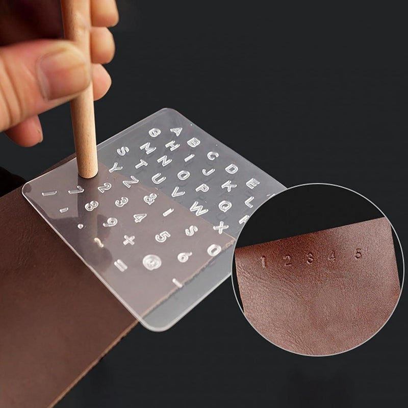 klarako DIY Handmade Leather Stamping Tool Set Transparent Leather Alphabet Stamp Set, Letter Number Stamping Tools Numeric Character Shape Stamp Punch Set (1 PC) - Image 1