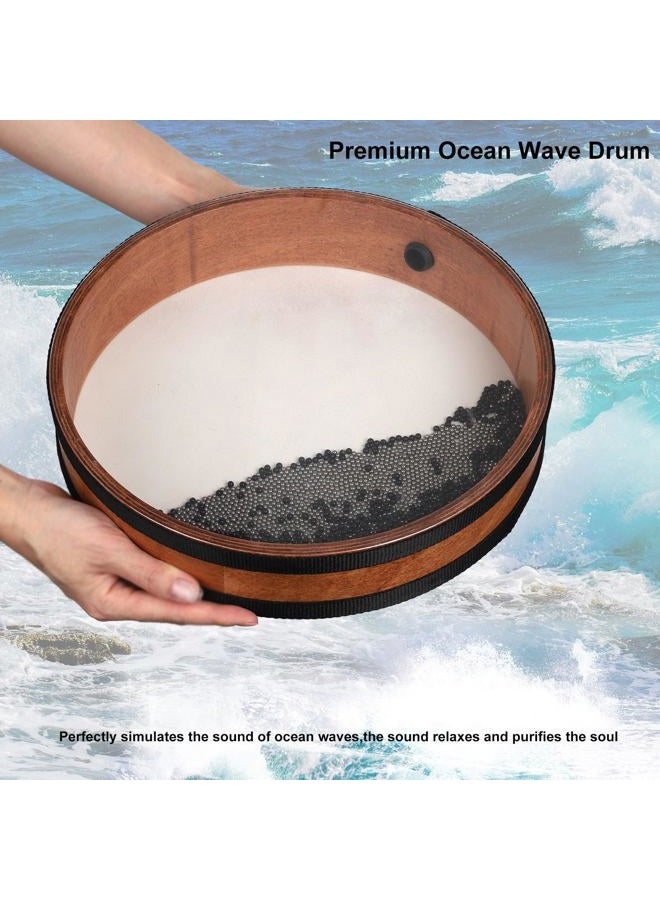 BGMUSER Ocean Drum 12 inch with Goatskin Drumhead,Steel&Plastic Wave Bead,Bag, Sound Healing Instrument for Yoga Meditation Relaxation - Image 2
