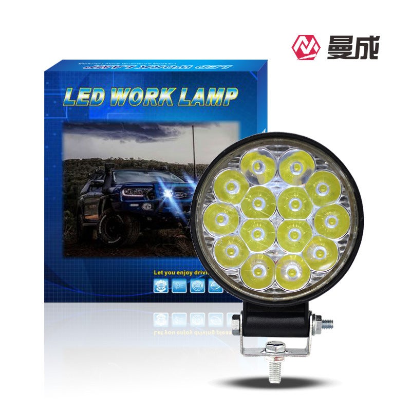 Loquat Cross-border car led work light headlight mini engineering car light 16 light 12V24V truck Light mini 14 beads 42W round