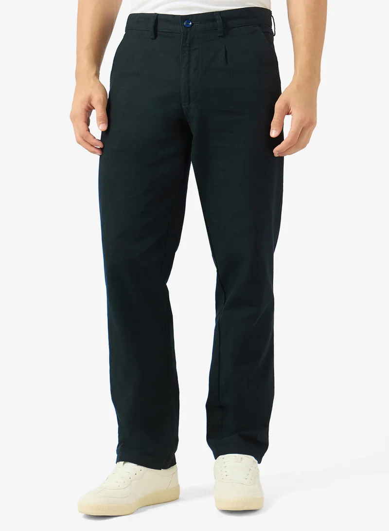 Robert Wood Straight Fit Slub Linen Pants