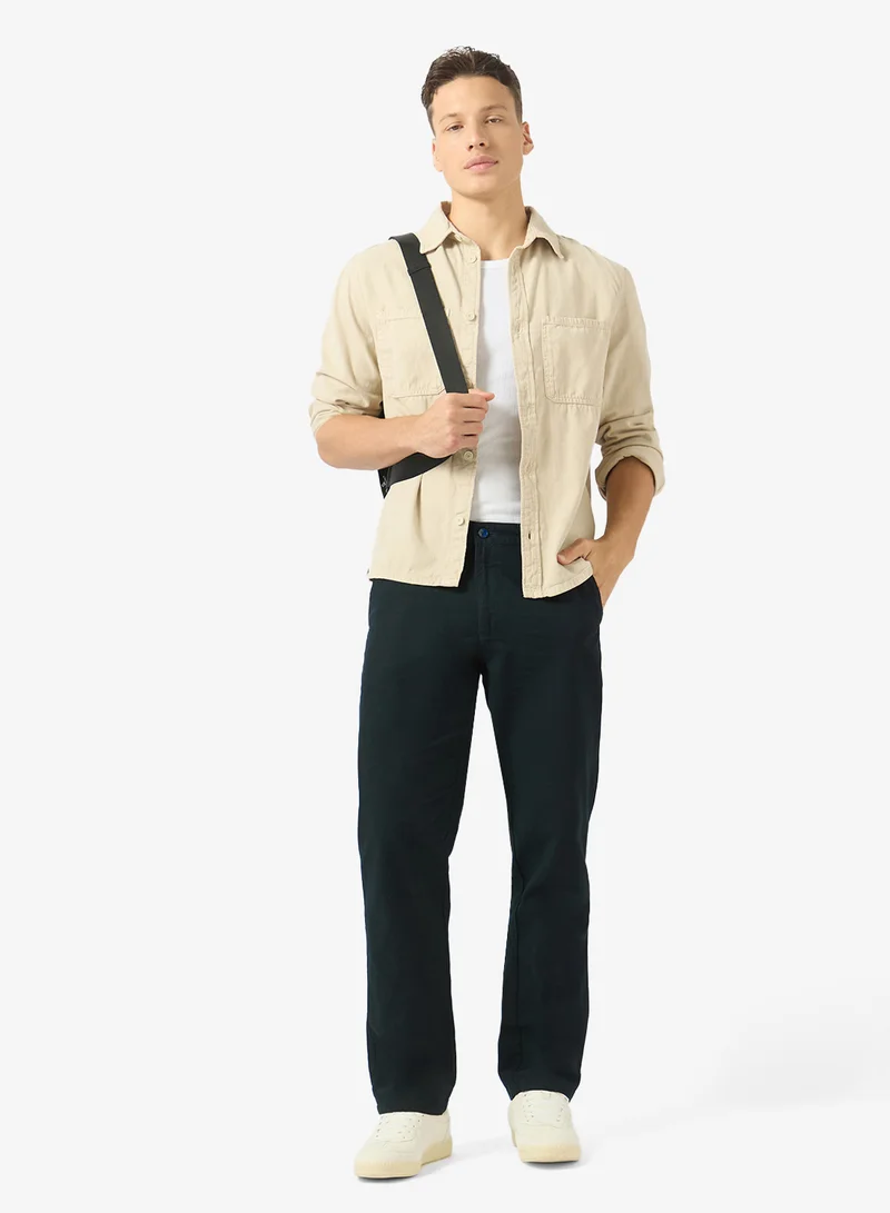 Robert Wood Straight Fit Slub Linen Pants