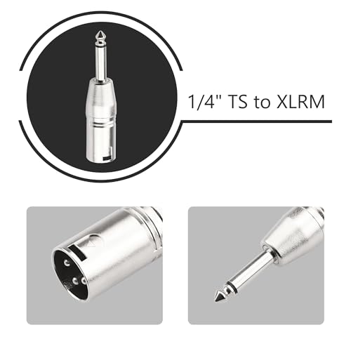 FNKTQL 1/4 Inch TS Mono to XLR Adapter, Male XLR to 6.35mm Quarter Inch Unbalanced Audio Connector Compatible with Stereo,Microphone,Mixer-2 Pack - Image 2