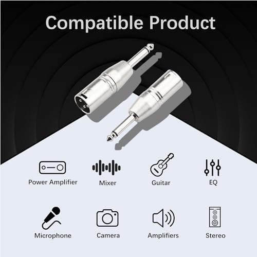 FNKTQL 1/4 Inch TS Mono to XLR Adapter, Male XLR to 6.35mm Quarter Inch Unbalanced Audio Connector Compatible with Stereo,Microphone,Mixer-2 Pack - Image 5