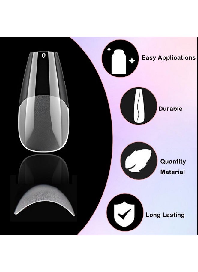 LoveOurHome - 600Pc Soft Gel Medium Coffin Fake Nail Tips Full Cover Gel X Nail Tips Coffin Clear Medium Fake Nail False Nails Gel Nail Tips For Acrylic Nails Extension Press On Nails - Image 1
