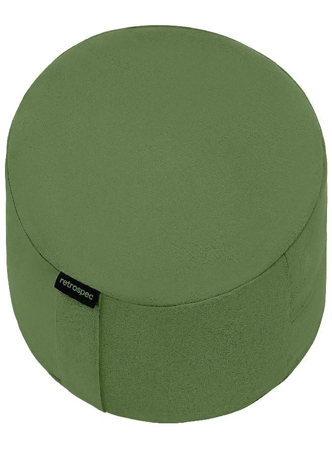Retrospec Sedona Zafu Meditation Cushion Filled W/Buckwheat Hulls - Yoga Pillow For Meditation Practices - Machine Washable 100% Cotton Cover & Durable Carry Handle; Round, Basil - Image 1
