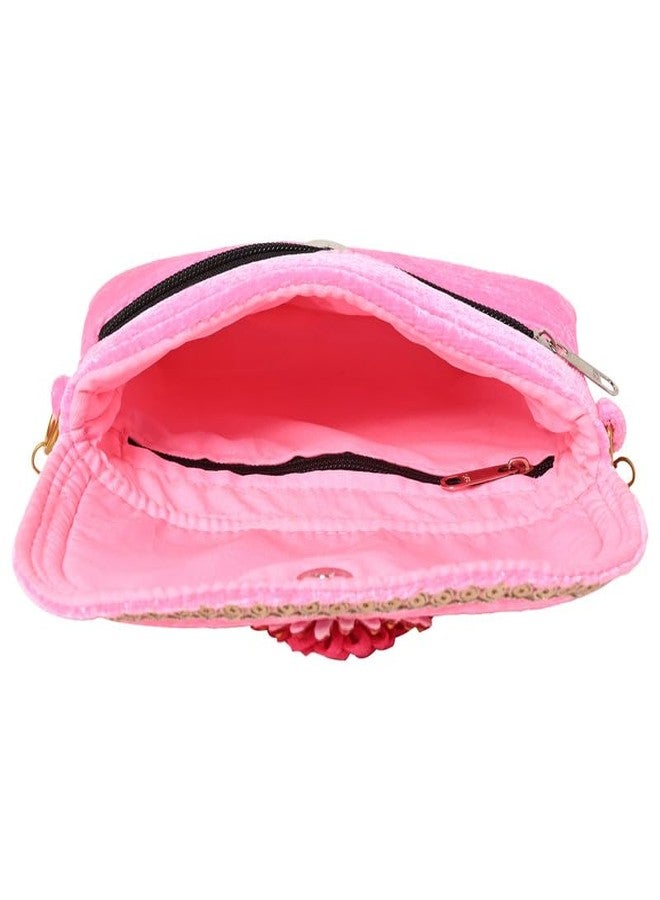 Coco Candy Women's Casual Lightweight Stylish Handbag | Velvet Neon Pink Sling Bag for Women - Perfect for Daily Use - Image 4